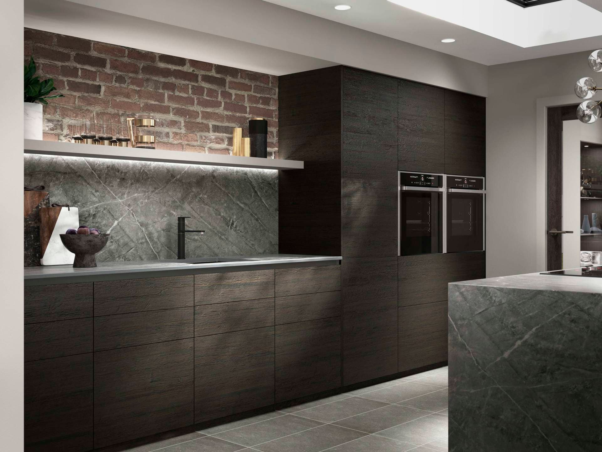 Alpina Handleless Kitchen Alpina Deep Oak Matt